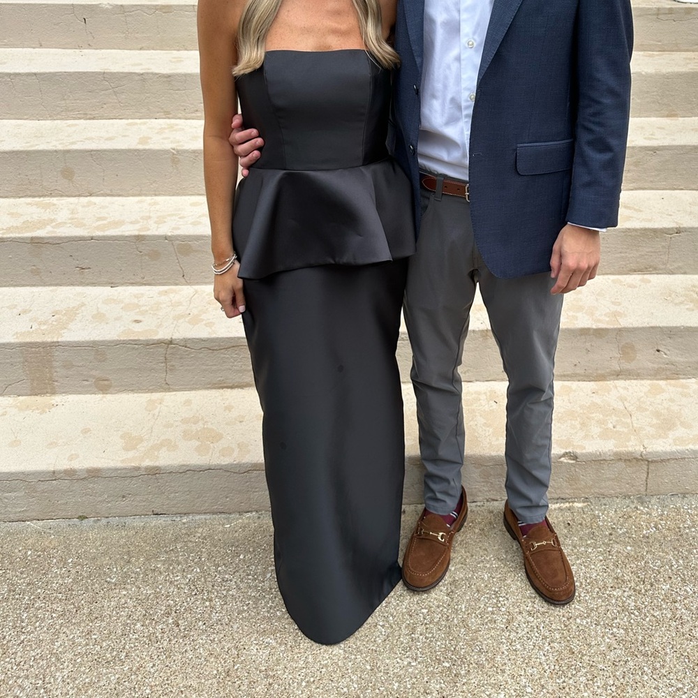 Elegant Black Strapless Peplum Dress